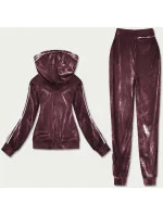 Hnedý dámsky velúrový dres s lampasmi (81223)