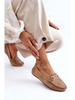 Damskie Modne Zamszowe Mokasyny Brązowe Rabell