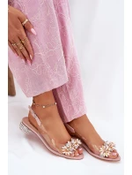 Transparentne Sandały Na Niskim Obcasie Ze Zdobieniem D&A MR51-709 Różowe