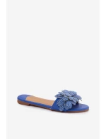 Dámské ploché modré pantofle s ozdobou Grelora