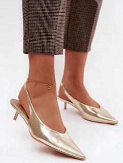 Dámské sandály z umělé kůže na podpatku Zlaté Averelle
