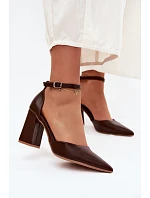 Lodičky na podpatku z imitace kůže Cihlové Selvra