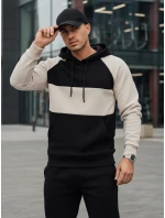 Pánska základná mikina s kapucňou s popolom a čiernymi pruhmi FashionStreet BX5898