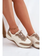Zamszowe Sneakersy Damskie Na Platformie Big Star RR274A344 HI-POLY SYSTEM Beżowe