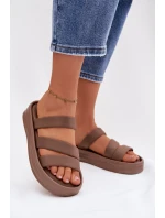 Materiálové dámské sandály na platformě s pásky Khaki Liorine