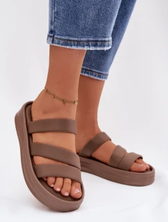 Materiálové dámské sandály na platformě s pásky Khaki Liorine