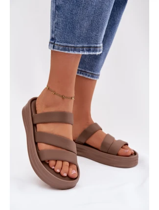Materiálové dámské sandály na platformě s pásky Khaki Liorine