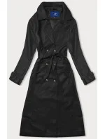 Čierny dvojradový klasický dámsky kabát z ekologickej kože AnnGissy (AG6-30) Čierny dvojradový klasický dámsky kabát z ekologickej kože AnnGissy (AG6-30)