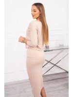 Asymetrické šaty, 3/4 rukávy, béžová farba