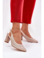 Ażurowe Sandały Ze Szpiczastymi Noskami Na Słupku Sergio Leone SK163 Beżowe Ażurowe Sandały Ze Szpiczastymi Noskami Na Słupku Sergio Leone SK163 Beżowe