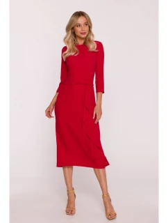 S425 Šaty s volánom - červené