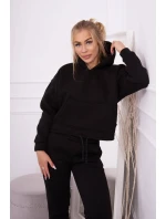 Zateplená súprava s mikinou viazanou v spodnej časti čiernej farby Zateplená súprava s mikinou viazanou v spodnej časti čiernej farby