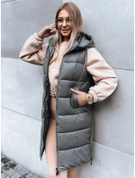 Dámska dlhá prešívaná vesta FAR AWAY tmavo šedá FashionStreet TY3832