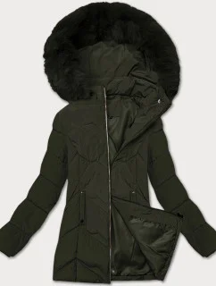Dámska plus size zimná bunda s kapucňou S'west khaki (B8300-11)