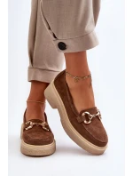 Zazoo 3429 Zamszowe Mokasyny Damskie Z Ozdobą Brązowe Zazoo 3429 Zamszowe Mokasyny Damskie Z Ozdobą Brązowe