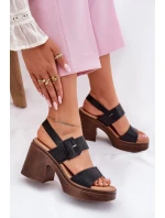 Sandały Damskie Na Masywnym Obcasie I Platformie Vinceza 17387 Czarne