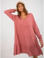 Šaty D73761M30361A tmavo ružové