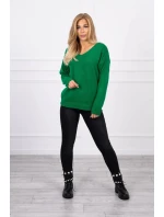 Sveter S202-15 V-výstrih zelený - Kesi