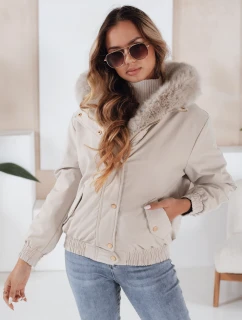 Dámska zimná bunda VESSADA krátka s kožušinou svetlo béžová FashionStreet TY5062