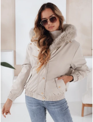 Dámska zimná bunda VESSADA krátka s kožušinou svetlo béžová FashionStreet TY5062 Dámska zimná bunda VESSADA krátka s kožušinou svetlo béžová FashionStreet TY5062