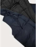 Tmavo modro-čierna obojstranná ovesrsize vesta s kapucňou (V724) Tmavo modro-čierna obojstranná ovesrsize vesta s kapucňou (V724)