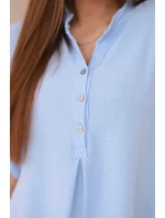 Blúzka s predĺženým zadným dielom modrá