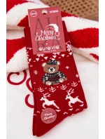 Pánske vianočné ponožky s medvedíkom vo svetri - červené Pánske vianočné ponožky s medvedíkom vo svetri - červené