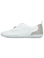 Dámske kožené ažurové slip-on topánky biele Rieker 43663-80