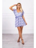 Kvetinové šaty s viazaním v páse vo fialovej farbe Kvetinové šaty s viazaním v páse vo fialovej farbe