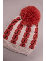 Dámska čiapka s brmbolcom Rozalia K323 červená+béžová Dámska čiapka s brmbolcom Rozalia K323 červená+béžová