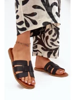 Klapki Damskie Na Płaskim Obcasie Czarne Mirona