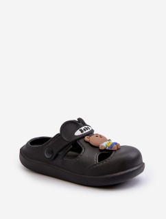 Detské penové papuče s ozdobou, čierna opleia