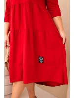 Dámske bavlnené šaty s volánmi a volánovými rukávmi v červenej farbe