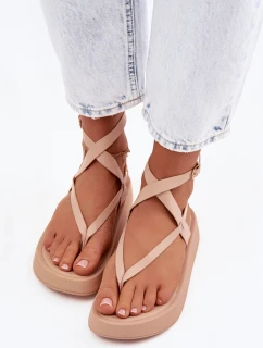 Dámské sandály Japonky na platformě Béžové Gelira