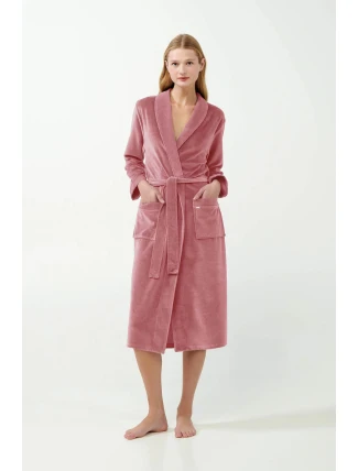 Dámsky zamatový župan 21143 Powder Pink - Vamp