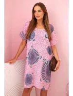 Dámske bavlnené šaty s orientálnym vzorom svetlo ružové