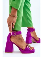 Damskie Zamszowe Sandały Na Masywnym Obcasie Lewski Shoes 3207 Fuksja