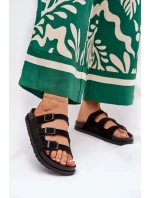 Klapki Damskie Z Paskami I Klamrami Czarne Uliri