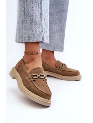 Dámske semišové mokasíny na podpätku s ozdobou D&A Brown