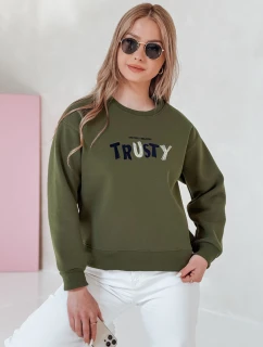 Dámska nadrozmerná mikina s výšivkou SOFTRUS zelená FashionStreet BY1409