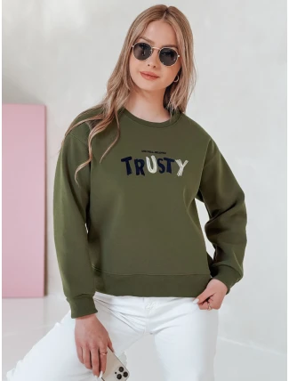 Dámska nadrozmerná mikina s výšivkou SOFTRUS zelená FashionStreet BY1409