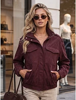 Dámska semišová bunda typu bomber v bordovej farbe od FashionStreet TY5915 Dámska semišová bunda typu bomber v bordovej farbe od FashionStreet TY5915