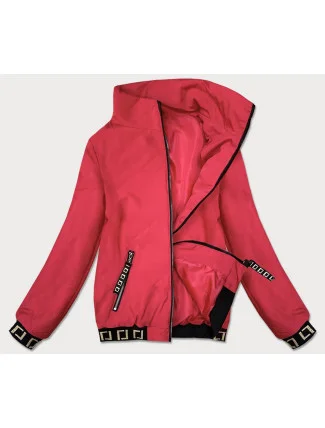 Krátka červená dámska bunda so stojačikom (B8016-4)