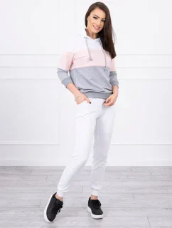 Farebná pruhovaná sada biela + púdrová ružová