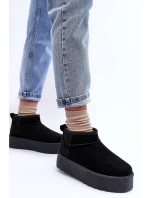 Zamszowe Śniegowce Na Platformie Czarne Corcoran