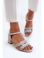 Sandały Damskie Na Obcasie Z Eko Skóry Sergio Leone SK894 Szare