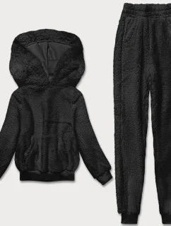 Teplý čierny teplákový dámsky komplet (YP-1104)