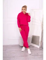 Fuchsiová otepľovacia súprava s mikinou uviazanou dole Fuchsiová otepľovacia súprava s mikinou uviazanou dole
