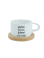 PRÁCE NEUTEČE, KÁVA VYSTYDNE! - bílý hrníček makronka 200 ml