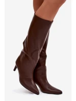 Dámske čižmy na podpätku CLS-573/C-356 Brown . Joalice Paris
